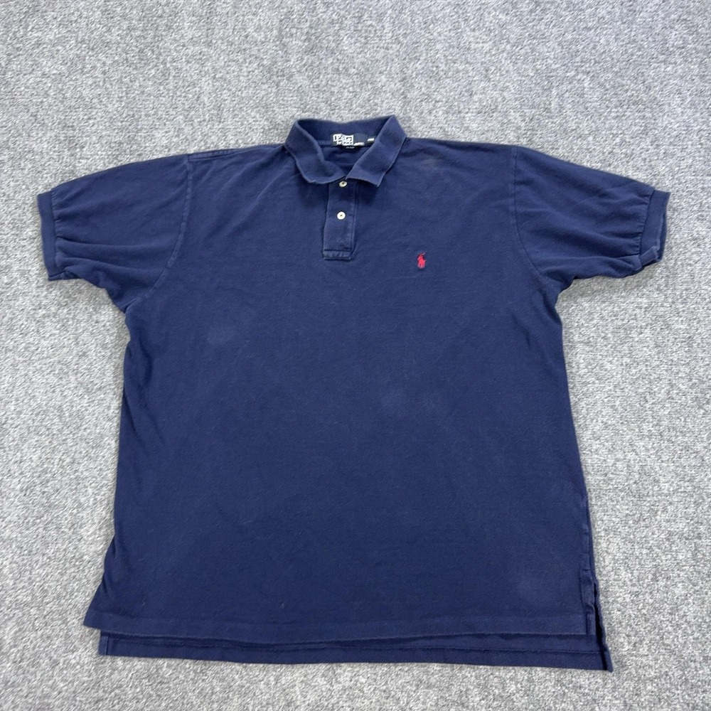 VTG Polo By Ralph Lauren Polo Shirt Mens‎ 3XL Blue 100% Cotton Knit Short Sleeve